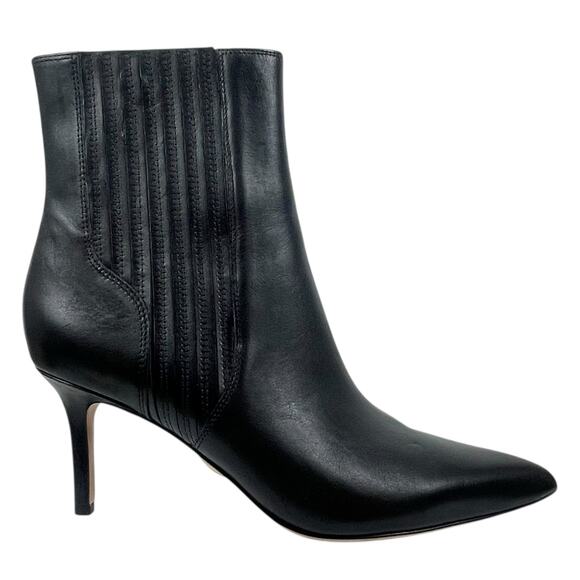 Veronica Beard Lisa Leather Mid Heel Ankle Bootie Boots Black Size 9.5M - Picture 4 of 13